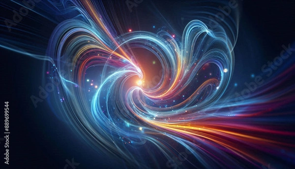 Fototapeta Abstract wave swirl colorful magical blured lines, techno background