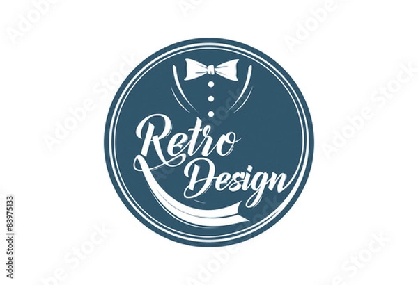 Fototapeta Retro design tuxedo logo vector illustration typographic