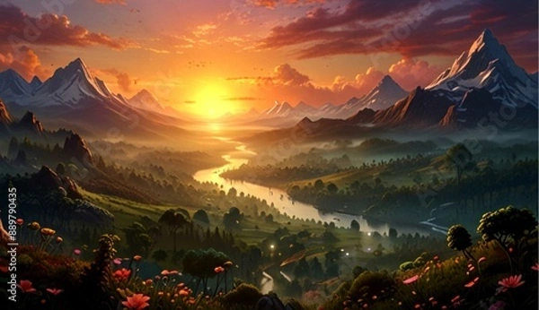 Obraz Beautiful Sunrise with Fantasy-Like Elements