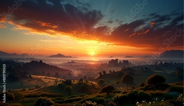 Obraz Beautiful Sunrise with Fantasy-Like Elements