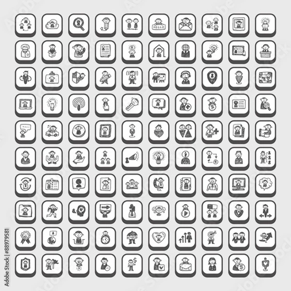 Fototapeta doodle people icons