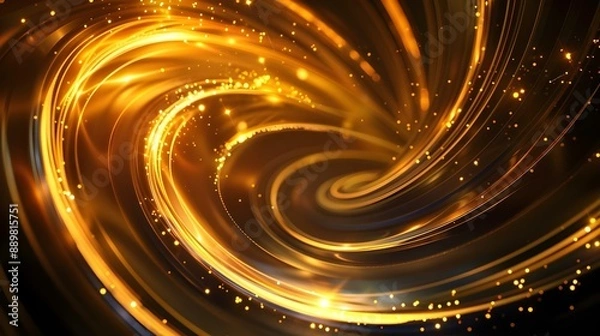 Obraz Abstract light speed motion effect with gold color spiral