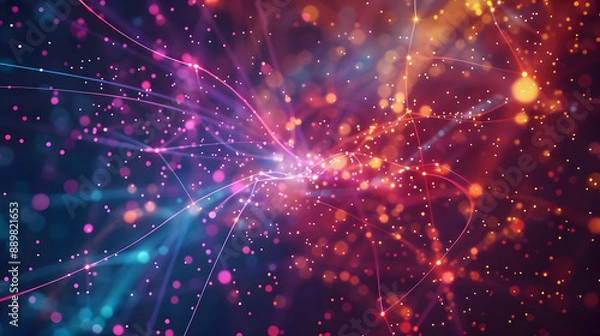 Obraz Abstract Background with Glowing Lines and Bokeh