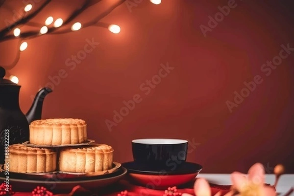 Fototapeta Mid autumn festival holiday background
