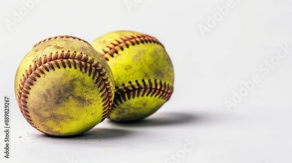 Fototapeta A softball team ready to play isolate on white background