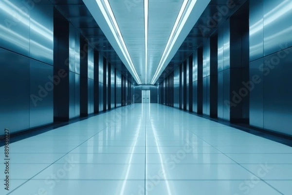 Fototapeta An ultramodern, supernatural scene with copy space shows a business team discussing strategies to protect copyright in a hightech, digital workspace