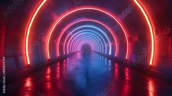 Obraz Blue and red neon tubes background