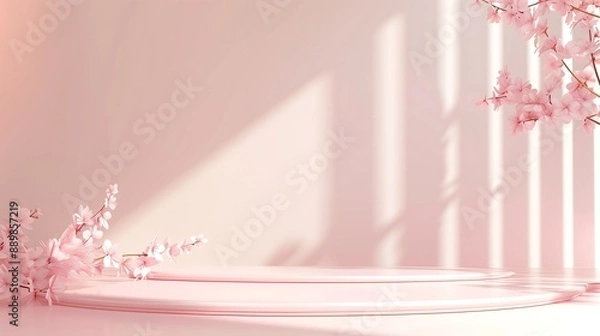 Obraz pink background with flower, 핑크색 배경 09