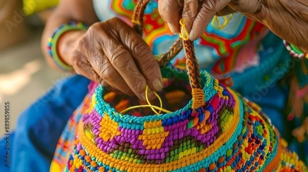 Obraz Traditional Wayuu bag craft in Colombia