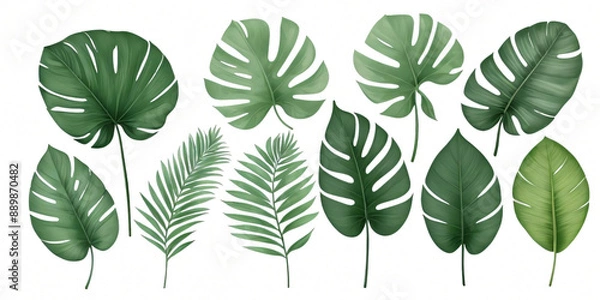 Fototapeta green leaves isolated on a white background for clipping
