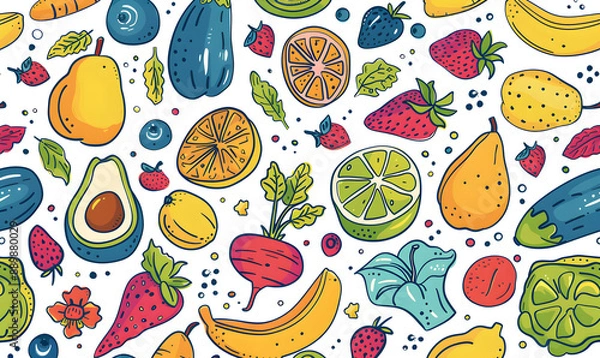 Fototapeta vegetable and fruits photo or illustrator on white background