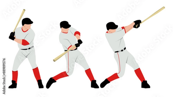 Fototapeta Vector illustration of aseball tutorial,man doing basebal,how to baseball, baseball step for education,poster,learning,school and more