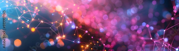 Fototapeta Abstract Background with Glowing Lines and Bokeh Lights