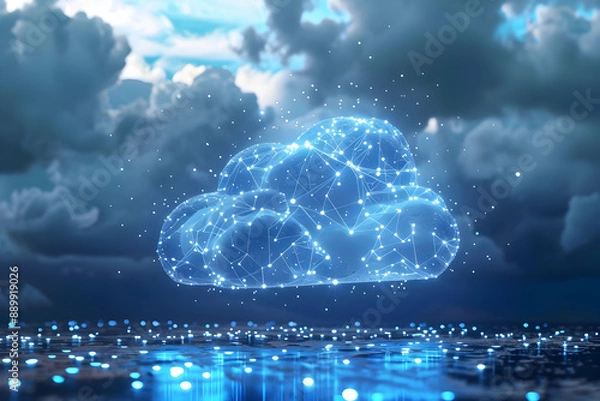 Fototapeta Cloud Computing Network Digital Illustration