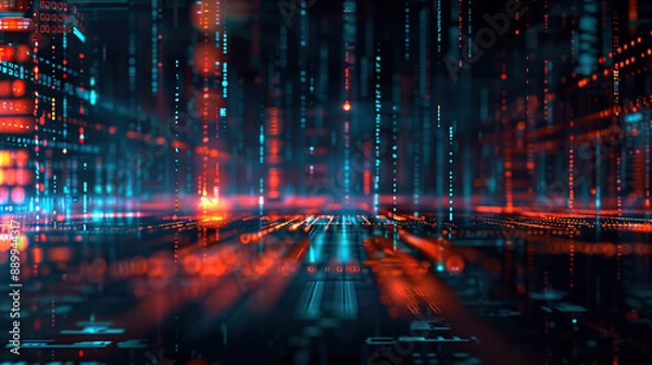 Fototapeta Abstract communication and future technology data flow