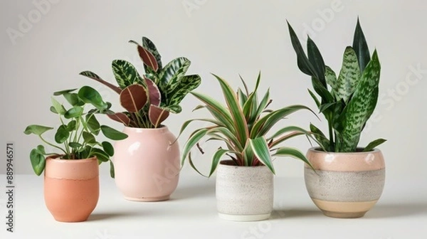 Fototapeta Explain how to create a balanced and aesthetically pleasing houseplant arrangement."