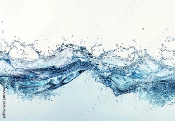 Fototapeta Abstract Blue Water Splash with Droplets