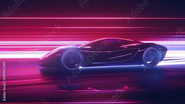 Fototapeta fast neon car background