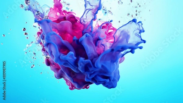 Obraz Ink drop in water background, Generative AI.