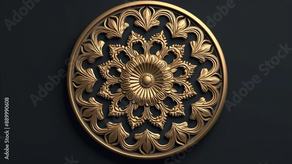 Obraz Luxury mandala background with golden arabesque pattern arabic islamic east style.decorative mandala for print, poster, cover, brochure, flyer, banner, Generative AI.