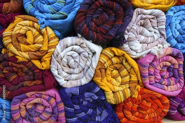 Obraz Indian fabrics rolled with high colors