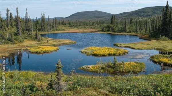 Fototapeta Terrestrial Ecosystems: Land-based ecosystems encompassing diverse environments like forests, grasslands, deserts, and tundras, each with unique flora and fauna.
