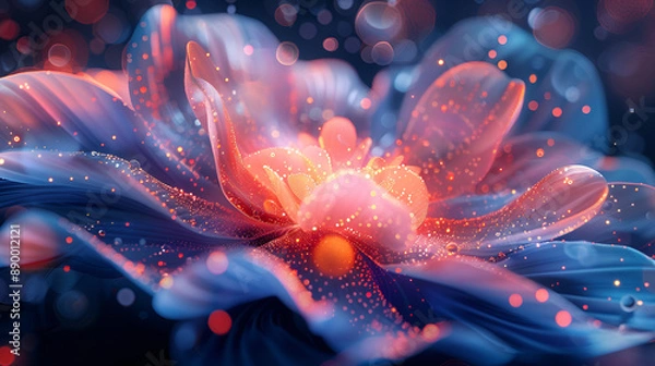 Fototapeta  A stunning flower with vibrant blue and red petals.