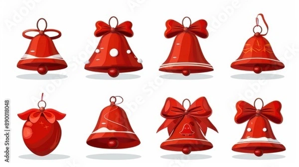 Fototapeta Vibrant Christmas bells on a white background. Joyful holiday spirit captured in a  image.