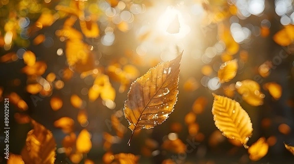 Obraz  Falling tree leaves in autumn