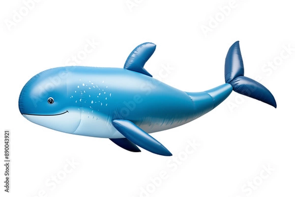 Fototapeta Blue whale Inflatable Isolated on Transparent PNG Background, Pool toys