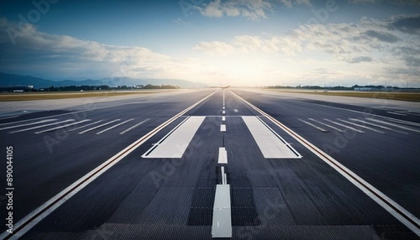 Obraz 비행기가 날아다니는 공항 활주로