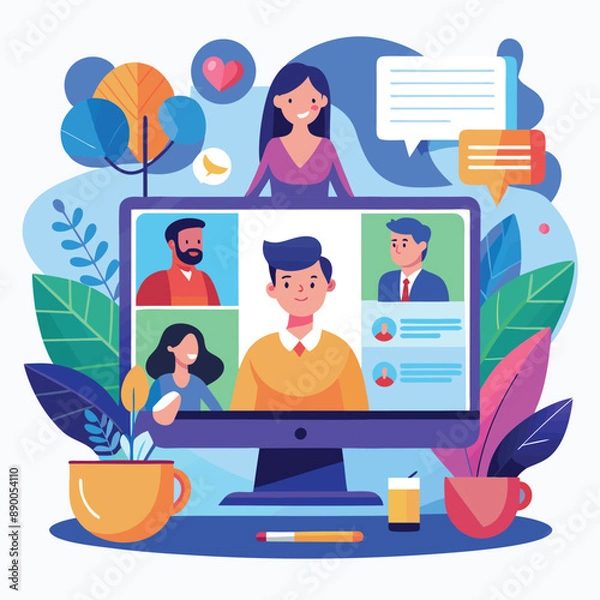 Obraz Online Meeting flat illustration