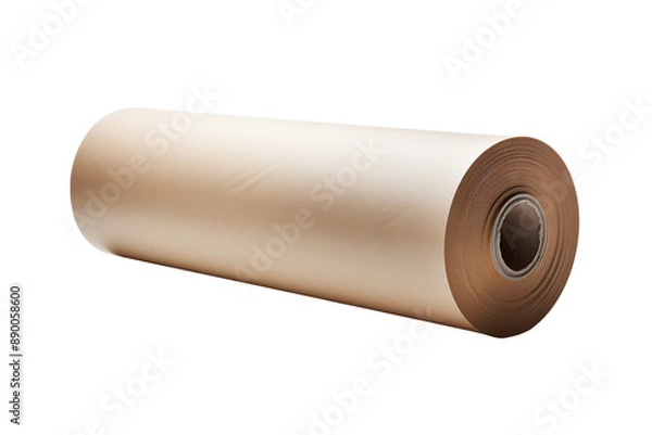 Fototapeta A Roll of Brown Paper Waiting for Its Creative Purpose on a Clear PNG or White Background.