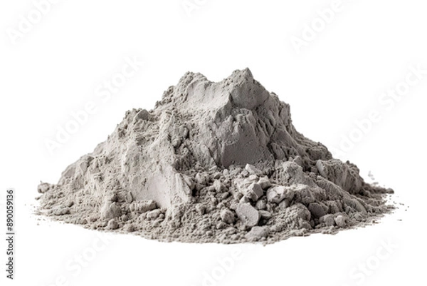 Obraz A Mountain of Grey Powder in a Studio Setting on a Clear PNG or White Background.