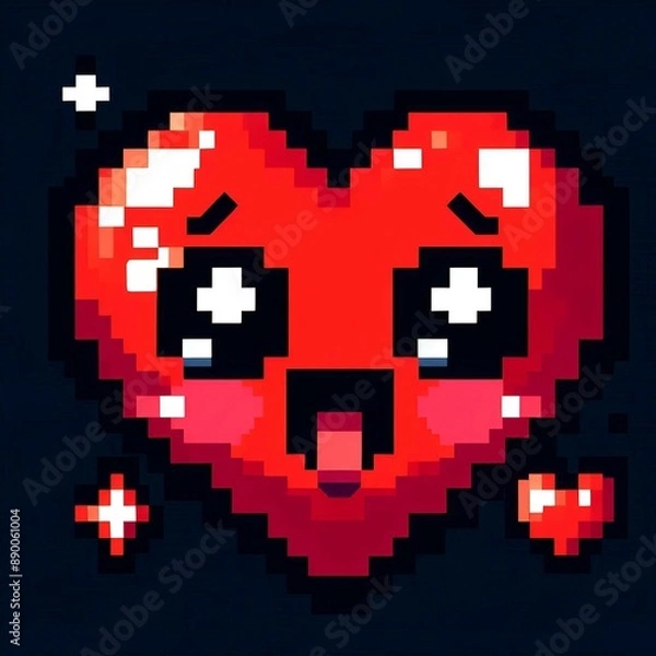 Obraz pixel art pixel heart with glassy eyes
