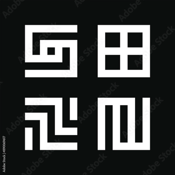 Fototapeta Set of modern line logo designs creative geometric shapes. Premium Vector