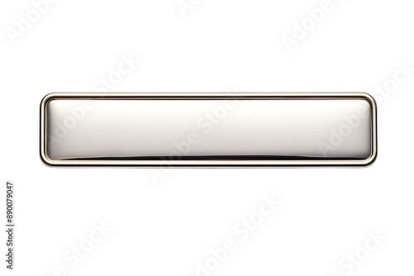 Obraz A Polished Silver Rectangular Plate With Beveled Edges on a Clear PNG or White Background.