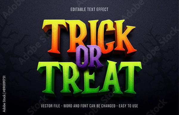 Obraz Trick or treat editable text effect, halloween theme text style