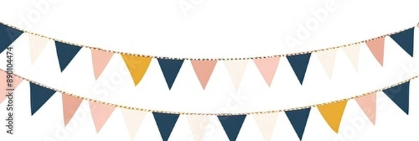 Fototapeta Festive Bunting Flags with Confetti