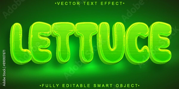 Fototapeta Cartoon Green Lettuce Vector Fully Editable Smart Object Text Effect