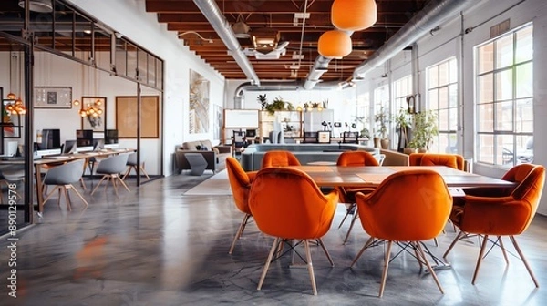Obraz Startup culture, innovative minds, dynamic workspace, techforward design
