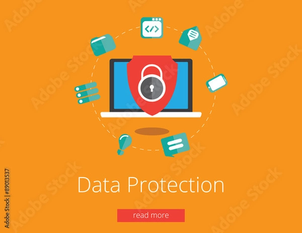 Obraz Data protection and safe work. Flat design vector
