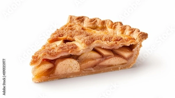 Obraz Slice of traditional apple pie isolated on white background