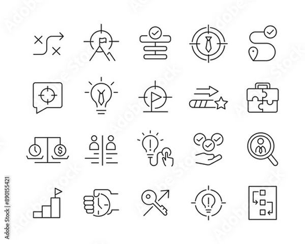 Fototapeta Strategy Icons - Vector Line. Editable Stroke.