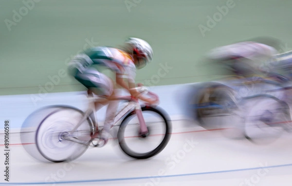 Obraz athletic alternative environmentally friendly transport in motion blur