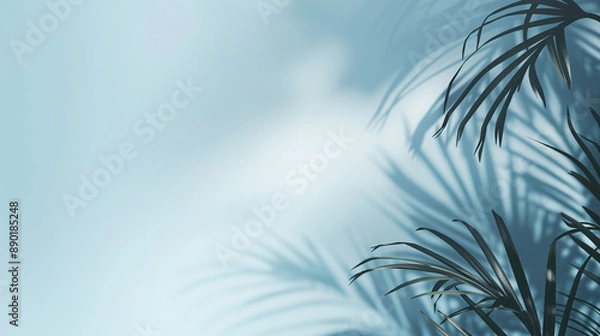 Obraz Palm leaves on pastel blue background