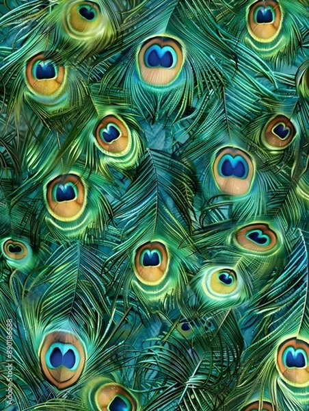 Fototapeta A Peacock Feathers Background.