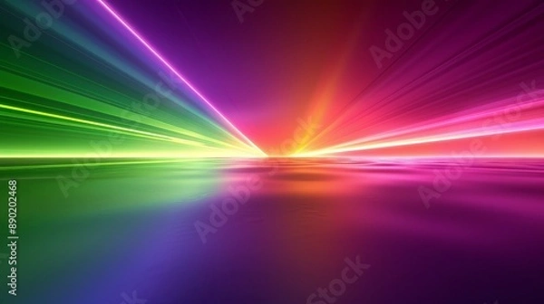 Fototapeta Colorful Laser Lights Over Horizon