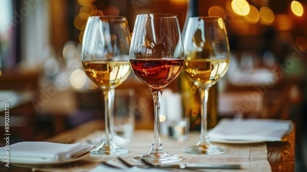 Fototapeta Three Glasses of Wine on the Table