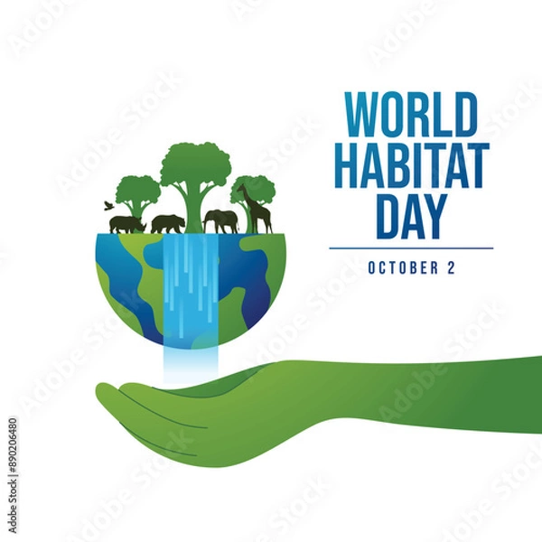 Fototapeta World Habitat Day vector design template good for celebration template. World Habitat Day design. flat design. eps 10.